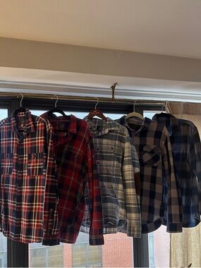 J. Crew Men's Plaid Button-Down Shirt - Red, Blue, Gray (Bundle Total Price)